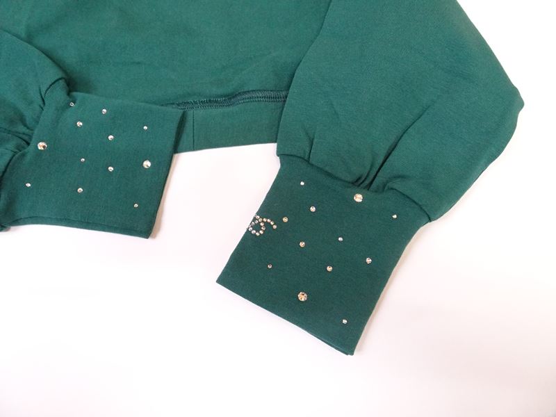 Scaldaspalle in jersey bambina Petit in cotone felpato verde, elasticizzato