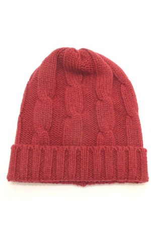 Cappello in lana con disegno a coste rosso bordeaux