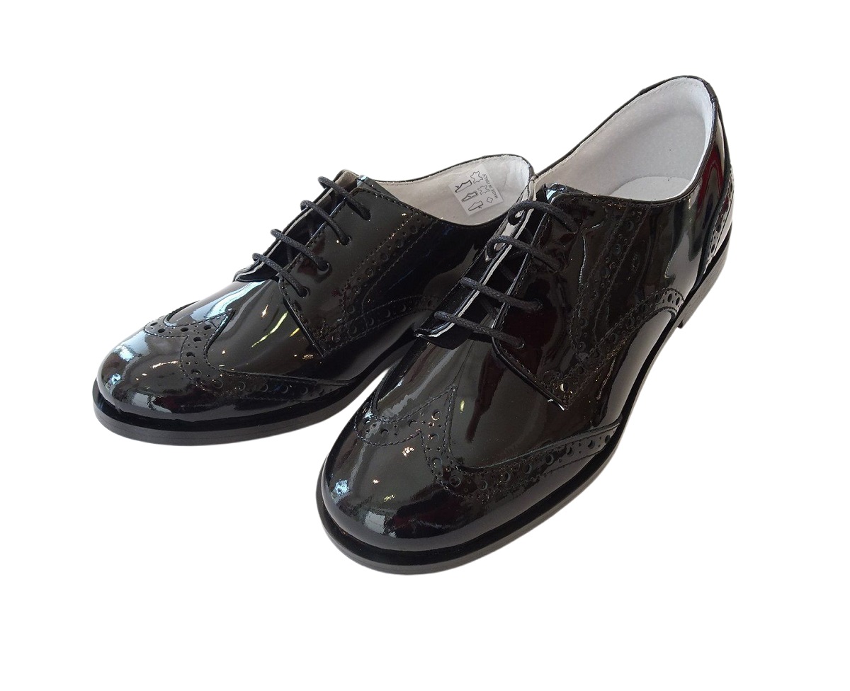 Scarpe inglesine nero lucide da bambino piccoli Sogni