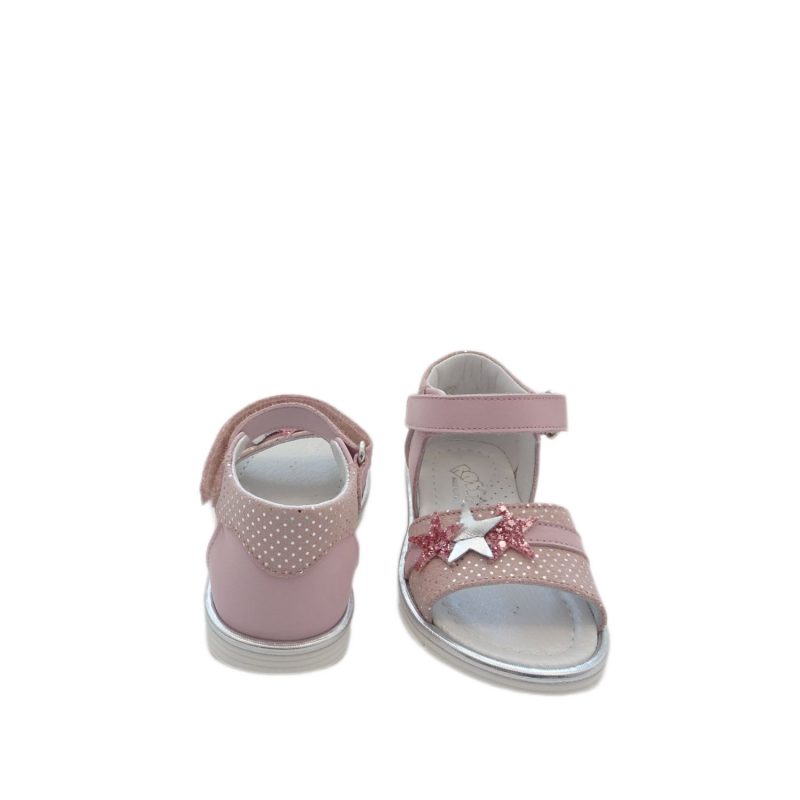 Sandali bambina in pelle con stelline rosa