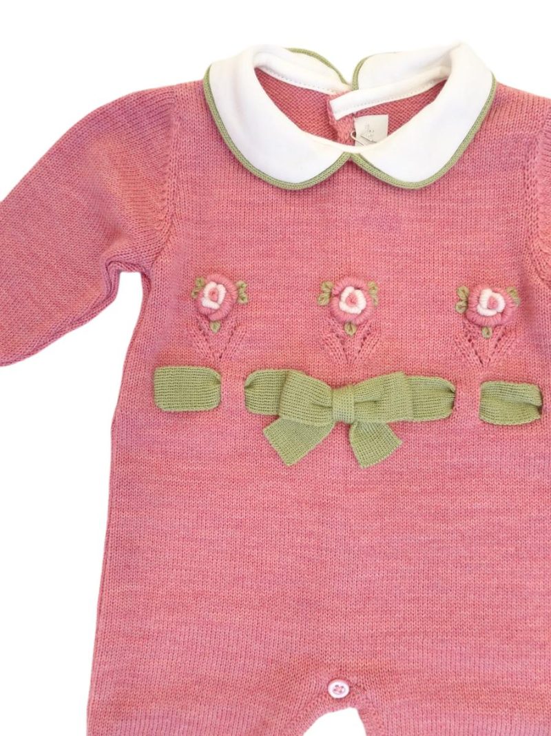 Tutina neonata in lana con ricami Colori Chiari