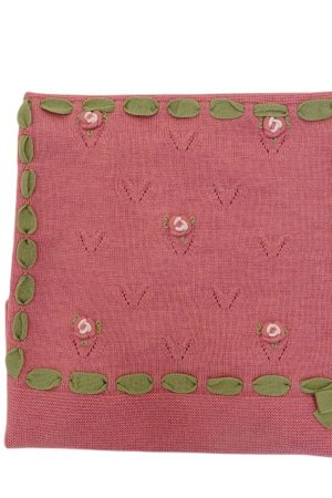 Copertina culla in lana con ricami Colori Chiari