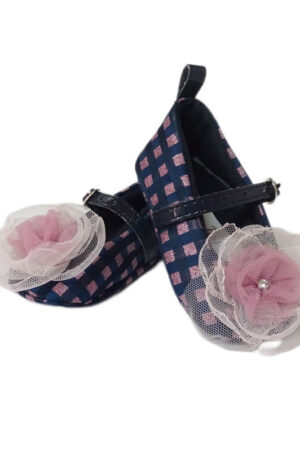 Ballerine neonata in tessuto e fiore