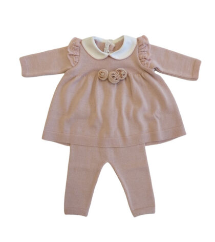 Completino 2pz neonata in lana con rose Baby Lord